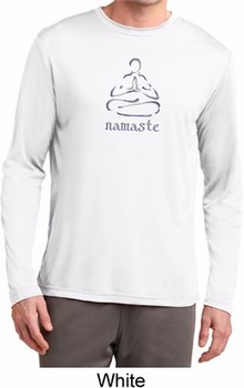 Mens Yoga Shirt Namaste Lotus Pose Dry Wicking Long Sleeve T-Shirt