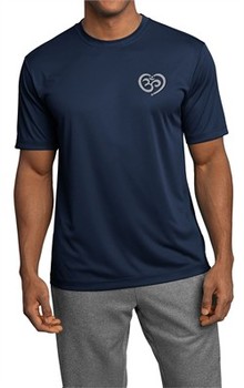 Mens Yoga Shirt OM Heart Pocket Print Moisture Wicking Tee T-Shirt