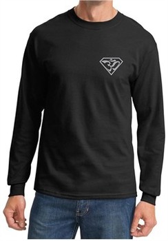 Mens Yoga T-Shirt Super OM Pocket Print Long Sleeve Shirt