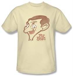 Mr. Bean Shirt Cartoon Head Adult Cream Tee T-Shirt