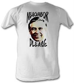 Mr. Mister Rogers T-shirt Neighbor Please Adult White Tee Shirt