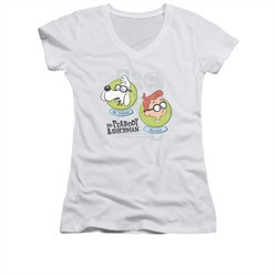 Mr Peabody & Sherman Shirt Juniors V Neck Gadgets White Tee T-Shirt