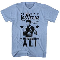 Muhammad Ali Shirt Live In Vegas Light Blue T-Shirt