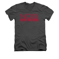 NCIS New Orleans Shirt Slim Fit V-Neck Red Logo Charcoal T-Shirt