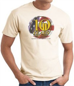 Never Forget T-Shirt 10 Years Anniversary Twin Towers Tee Natural