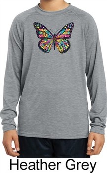 Neon Butterfly Kids Dry Wicking Long Sleeve Shirt