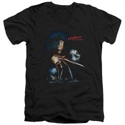 Nightmare On Elm Street Slim Fit V-Neck Shirt Poster Black T-Shirt