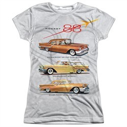 Oldsmobile Shirt Rocket Line Cars Sublimation Juniors T-Shirt Front/Back Print