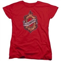 Oldsmobile Womens Shirt Detroit Emblem Red T-Shirt