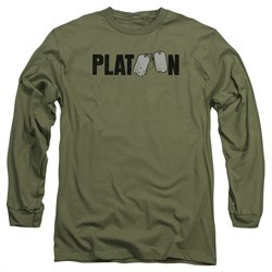 Platoon Long Sleeve Shirt Logo Military Green Tee T-Shirt