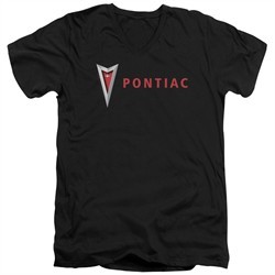 Pontiac Slim Fit V-Neck Shirt Modern Logo Black T-Shirt