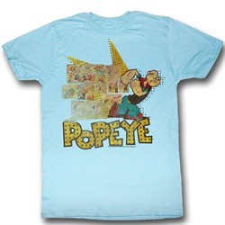 Popeye Shirt Fightin Popeye Adult Heather Blue T-Shirt Tee