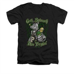 Popeye Shirt Get Spinach Slim Fit V Neck Black Tee T-Shirt