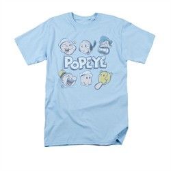 Popeye Shirt Heads Up Adult Light Blue Tee T-Shirt