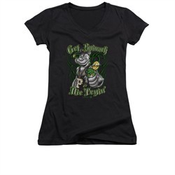 Popeye Shirt Juniors V Neck Get Spinach Black Tee T-Shirt