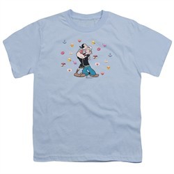 Popeye Shirt Kids Love Icons Light Blue Youth Tee T-Shirt