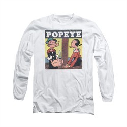 Popeye Shirt Loves Olive Long Sleeve White Tee T-Shirt