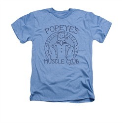 Popeye Shirt Muscle Club Adult Heather Light Blue Tee T-Shirt