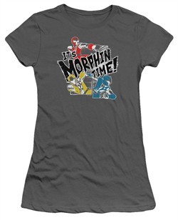 Power Rangers Ninja Steel Juniors Shirt It's Morphin Time Charcoal T-Shirt