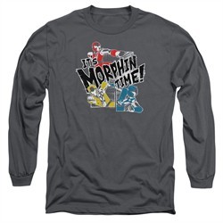 Power Rangers Ninja Steel Long Sleeve Shirt It's Morphin Time Charcoal Tee T-Shirt