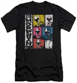 Power Rangers Ninja Steel Slim Fit Shirt Morphin Time Black T-Shirt