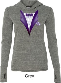 Purple Tuxedo Ladies Tri Blend Hoodie Shirt