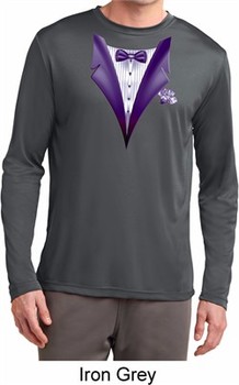 Purple Tuxedo Mens Moisture Wicking Long Sleeve Shirt