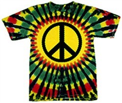 Rasta Tie Dye Shirt Mens Peace Tie Dye T-shirt