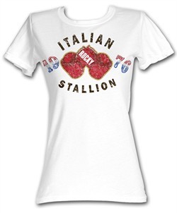 Rocky Juniors T-shirt Italian Stallion Gloves 1976 White Tee Shirt