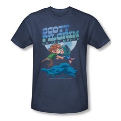 Scott Pilgrim Vs. The World Shirt Lovers Adult Heather Navy Tee T-Shirt