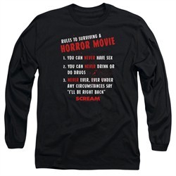 Scream  Long Sleeve Shirt Rules To Surviving A Horror Movie Black Tee T-Shirt