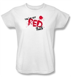 Shaun Of The Dead Ladies T-shirt Movie Red On You White Tee Shirt