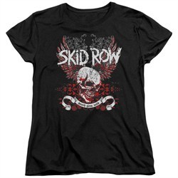 Skid Row Womens Shirt Winged Skull Black T-Shirt