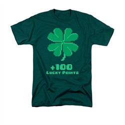St. Patrick's Day Shirt Lucky Points Adult Hunter Green Tee T-Shirt