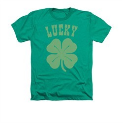 St. Patrick's Day Shirt Lucky Shamrock Adult Heather Green Tee T-Shirt