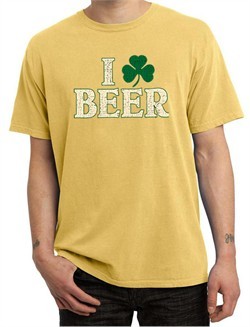 St Patricks Day Mens Shirt I Love Beer Pigment Dyed Tee T-Shirt