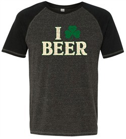 St Patricks Day Mens Shirt I Love Beer Tri Blend Tee T-Shirt