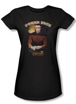 Star Trek Juniors Shirt Poker Face Black Tee T-Shirt