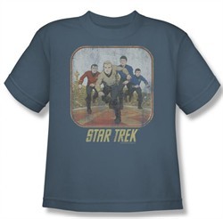 Star Trek Kids Shirt Running Cartoon Crew Slate Youth Tee T-Shirt
