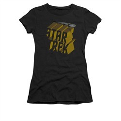 Star Trek Shirt Juniors 3D Logo Black T-Shirt