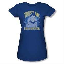 Star Trek Shirt Juniors Trust Me I'm A Doctor Royal Blue T-Shirt