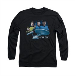 Star Trek Shirt The Main Three Long Sleeve Black Tee T-Shirt