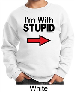 Stupid Sweatshirt I?m With Stupid Black Print Kids Sweatshirt