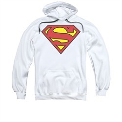 Superman Hoodie Basic Logo White Sweatshirt Hoody