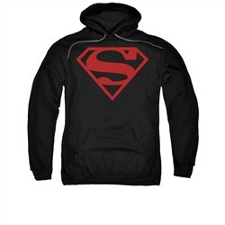 Superman Hoodie Red Shield Black Sweatshirt Hoody