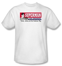 Superman Kids T-Shirt Superman For President Superhero White Tee Youth