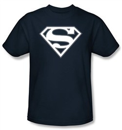 Superman Logo T-Shirt Navy And White Shield Adult Navy Blue Tee Shirt