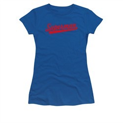 Superman Shirt Juniors Baseball Logo Royal Blue T-Shirt