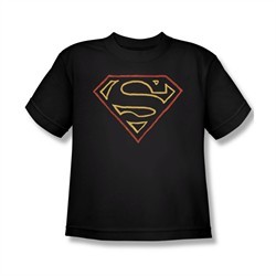 Superman Shirt Kids Colored Shield Black T-Shirt