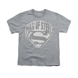 Superman Shirt Kids Distressed Man Of Steel Athletic Heather T-Shirt